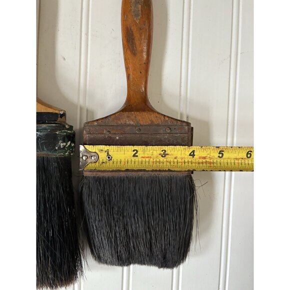 Vintage Pair Paint Brushes Wooden Handle French Farmhouse Cottage Craft Decor - Picture 5 of 12